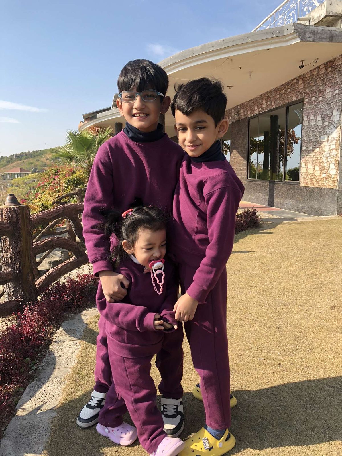 Deep Purple Fleece Sweat set Kids