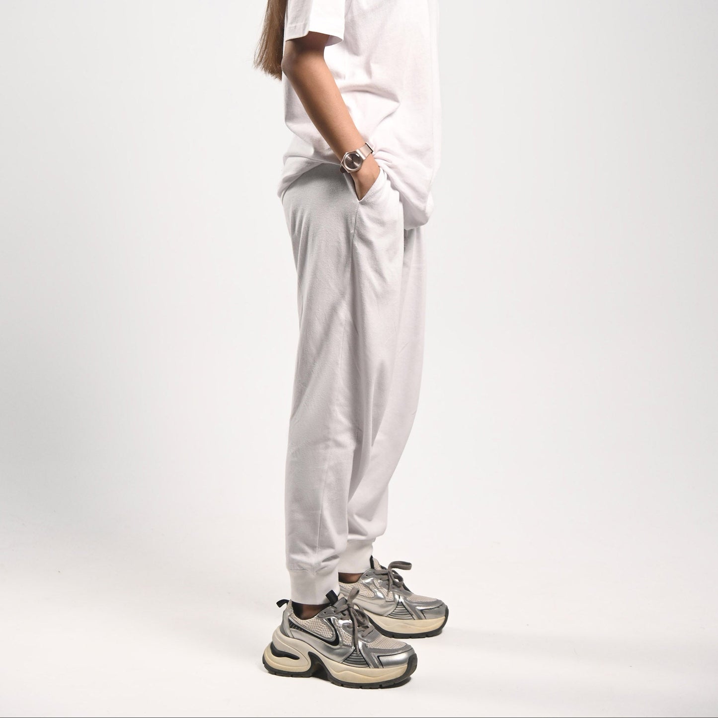 Pretty Solid Jogger Pants — White (Men and Women)
