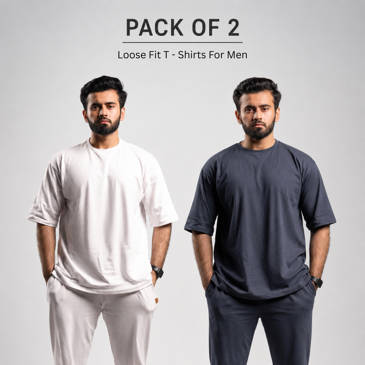 Pack Of 2 - Loose Fit T - Shirts for Men