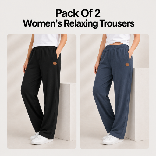 Pack Of 2 - Pretty Solid Relaxing Trousers - Unisex ( Special Offer )