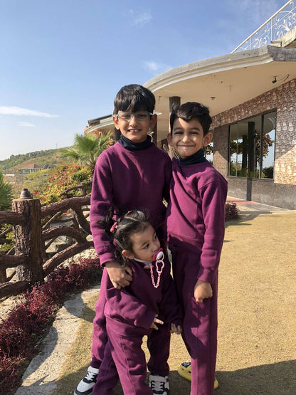Deep Purple Fleece Sweat set Kids