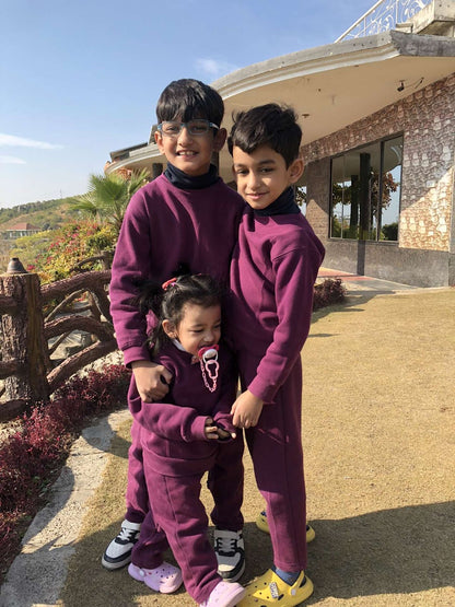 Deep Purple Fleece Sweat set Kids