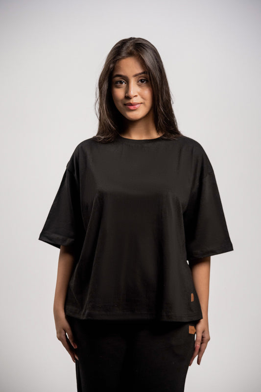 Pretty Solid T Shirt — Black (Box Fit Women)