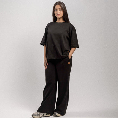 Pretty Solid Trouser — Black (Wide Legged Women)