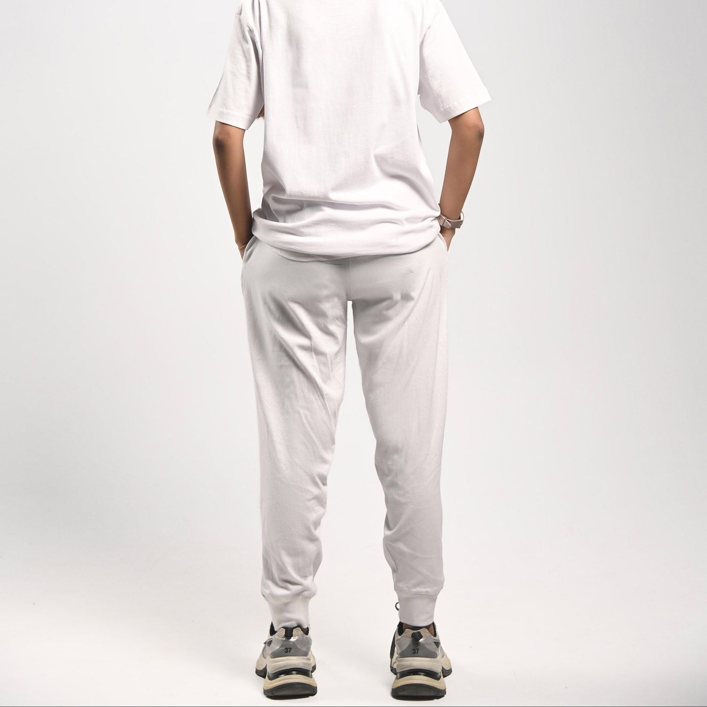 Pretty Solid Jogger Pants — White (Men and Women)