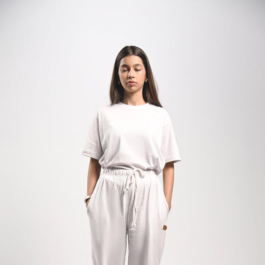 Pretty Solid T Shirt — White (Box Fit Women)