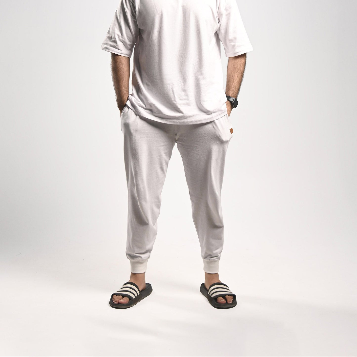 Pretty Solid Jogger Pants — White (Men and Women)