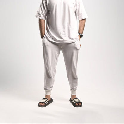 Pretty Solid Jogger Pants — White (Men and Women)