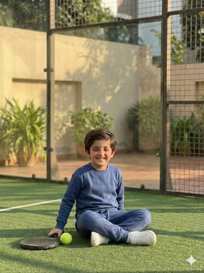 Blue Melange Fleece Sweat Set Kids