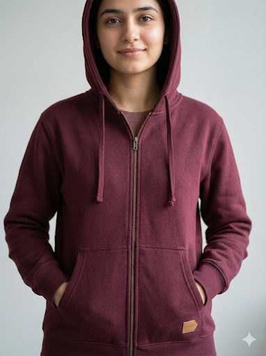 TOGS Essential Zip Hoodie (MAHROON)