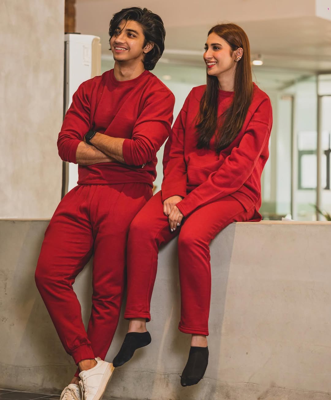 Deep Red Sweat Set Regular Fit