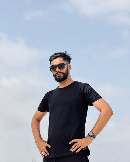 Solid Round Neck Half-Sleeves T-shirt Unisex