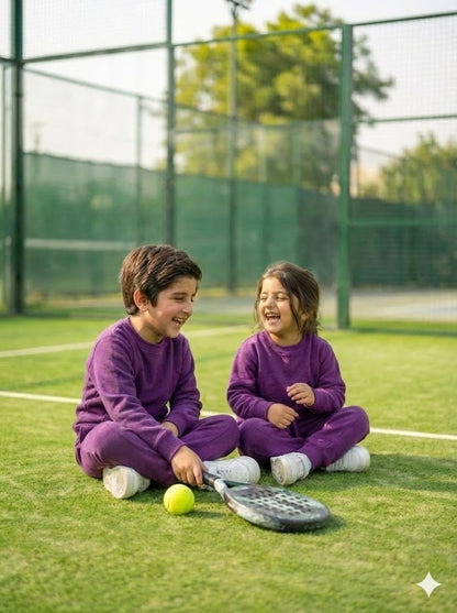 Deep Purple Fleece Sweat set Kids